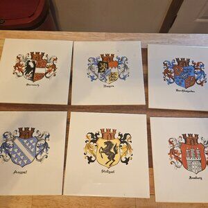 hand painted decorative tiles features coats of arms in Germany set of six